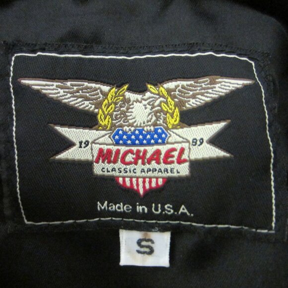 Vtg Rare Michael Classic Apparel Leather Bomber Jacket Mens S "SanDisk" USA Made - Picture 4 of 16